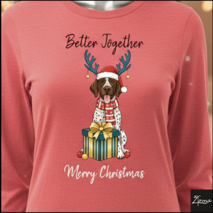 T-shirt En Tri-matière Chien Pointer de Noël à Tiques Graphique