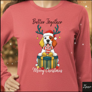 T-shirt En Tri-matière Chien Setter de Noël Renne Cadeau Graphique