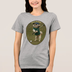 T-shirt En Tri-matière Chien Shih Tzu debout et tenant un club de golf UR