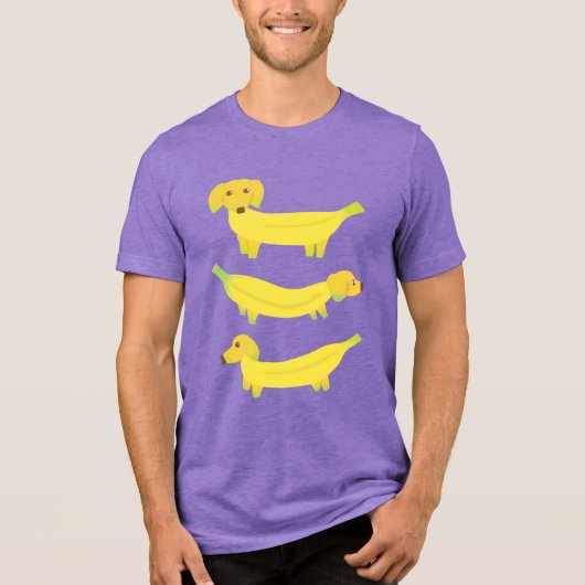 T-shirt En Tri-matière Chiens de banane jaune mignon (Recto)