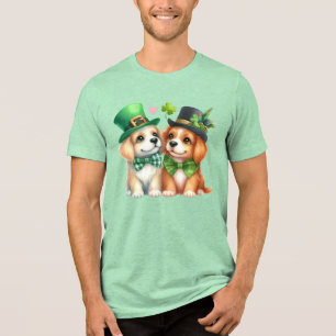 T-shirt En Tri-matière Chiens mignons design St. Patrick-67538