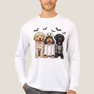 T-shirt En Tri-matière Chiens mignons d'Halloween en Momie, Fantôme et Sq