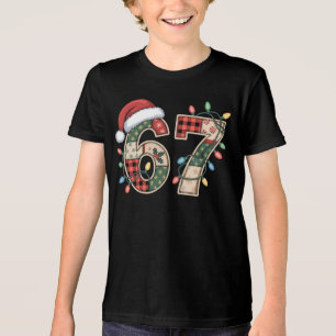 T-shirt En Tri-matière Chiffre Xmas amusant 67 avec guirlande lumineuse