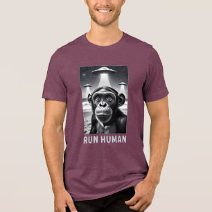 T-shirt En Tri-matière Chimpanzé Selfie UFO Amusant Quirty Art