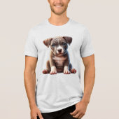T-shirt En Tri-matière Chiot avec yeux bleus assis et regardant Innocent (Recto)