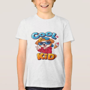 T-shirt En Tri-matière Chiots Enfant Cool : Chien avec Lunettes de Soleil