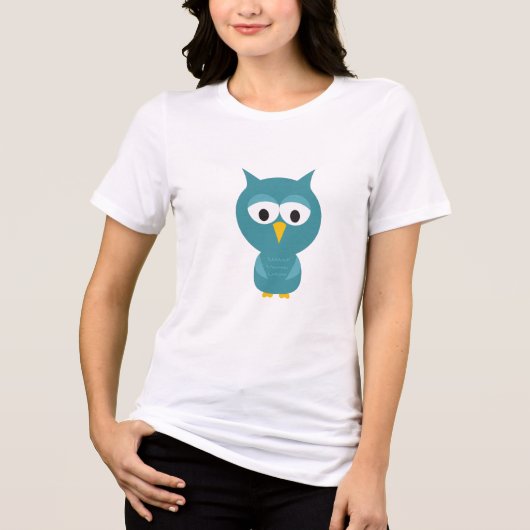 T-shirt En Tri-matière Chouette Cartoon Bleu Et Jaune (Recto)