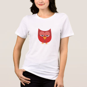 T-shirt En Tri-matière Chouette Cartoon Rouge Et Jaune