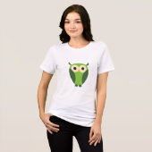 T-shirt En Tri-matière Chouette Cartoon Vert Et Beige (Recto plein)