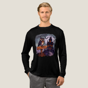 T-shirt En Tri-matière Chouette hantée et maison Éffrayante - Halloween g