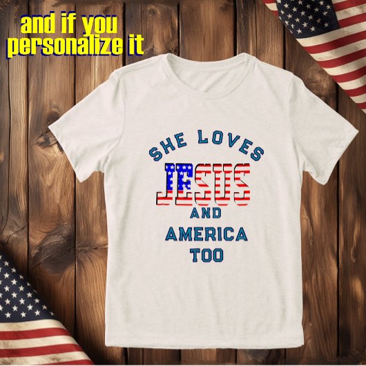 T-shirt En Tri-matière Christian custom template loves Jesus and America