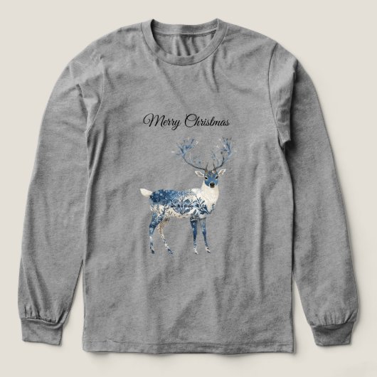 T-shirt En Tri-matière Christmas Blue White Chic Deer (Motif devant)