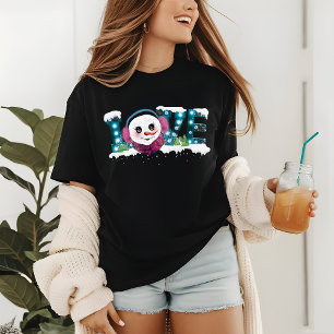 T-shirt En Tri-matière Christmas Lote Cute Girly Snowman Vacances d'hiver