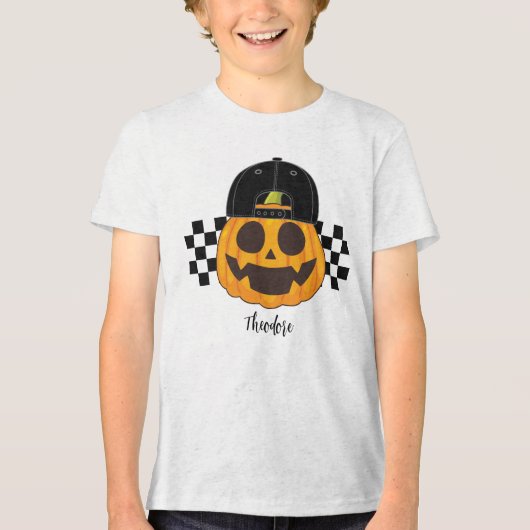 T-shirt En Tri-matière Citrouille Dude Toddler Retro Boys Halloween Autom (Recto)