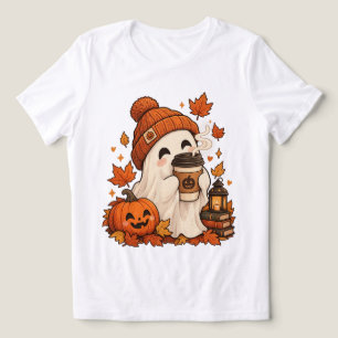 T-shirt En Tri-matière Citrouille fantôme d'Halloween Feuilles d'automne