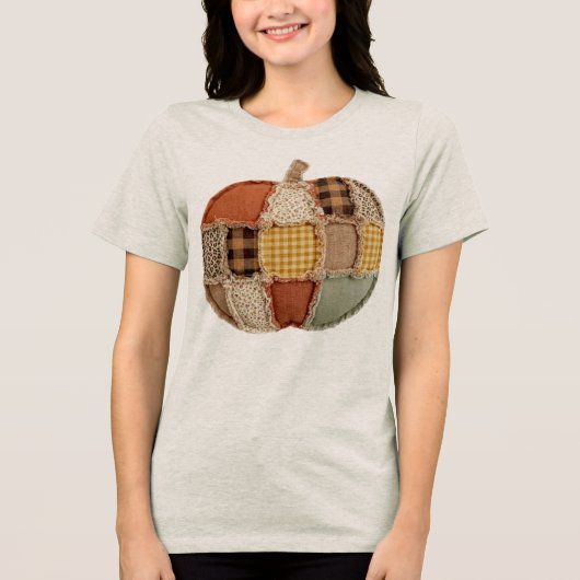 T-shirt En Tri-matière Citrouille Patchwork (Recto)