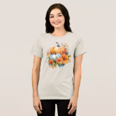 T-shirt En Tri-matière Citrouilles d'automne avec Fleurs et Foliage (Recto plein)