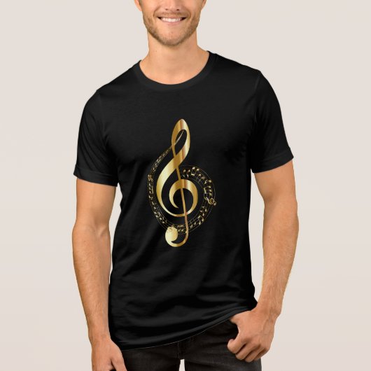 T-shirt En Tri-matière Clef Or Et Notes (Recto)