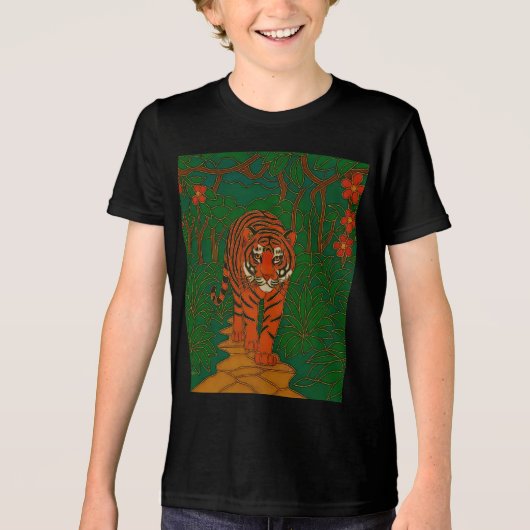 T-shirt En Tri-matière Cloisonne Art Tiger on the Jungle Path (Recto)