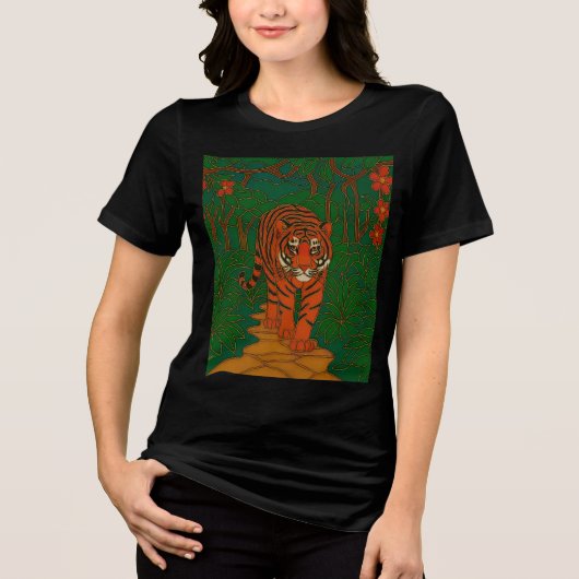 T-shirt En Tri-matière Cloisonne Art Tiger on the Jungle Path (Recto)