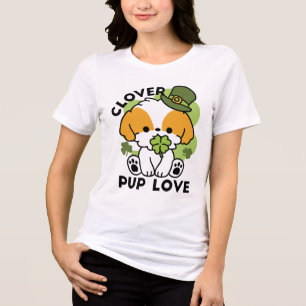 T-shirt En Tri-matière Clover Pup Love - St. Patrick's Day Chien Design