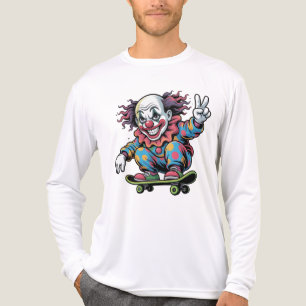 T-SHIRT EN TRI-MATIÈRE CLOWN SURFANT SUR UN SKATEBOARD