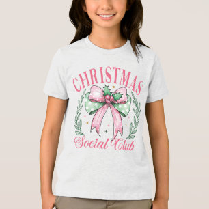 T-shirt En Tri-matière Club Social de Noël Coquette Arc-en-ciel Rose Fémi