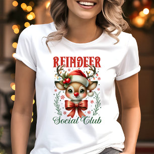 T-shirt En Tri-matière Club Social des Renne Coquette Noël
