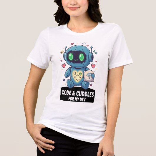 T-shirt En Tri-matière Code & Câlins Pour Mon Dev | Robot Programmeur Mig (Recto)