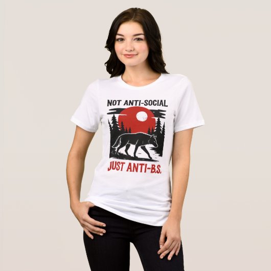 T-shirt En Tri-matière Code de Loup Solitaire – Pas Antisocial, Juste Con (Recto plein)