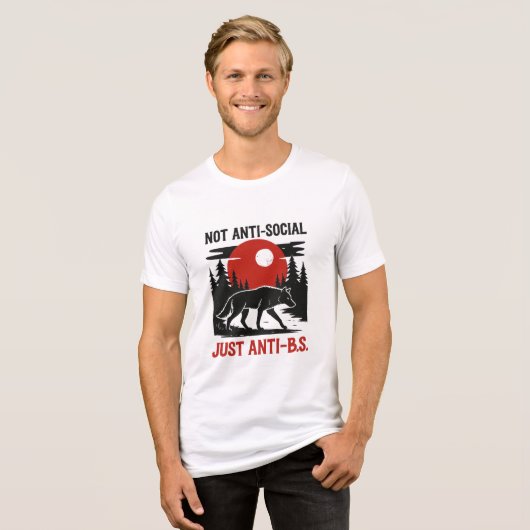 T-shirt En Tri-matière Code de Loup Solitaire – Pas Antisocial, Juste Con (Recto plein)