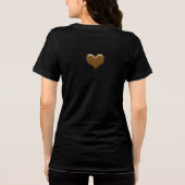 T-shirt En Tri-matière Coeur élégant de l'or, message Customisé (Verso)