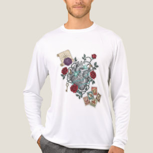 T-shirt En Tri-matière Cœur mécanique avec roses – Art surréaliste vintag