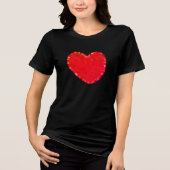 T-shirt En Tri-matière Coeur rouge sur T-shirt noir féminin (Recto)