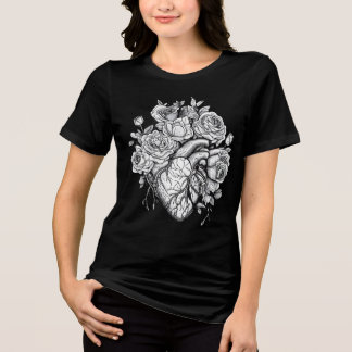 T-shirt En Tri-matière Coeurs et Rose Romantique Gothique surdimensionné
