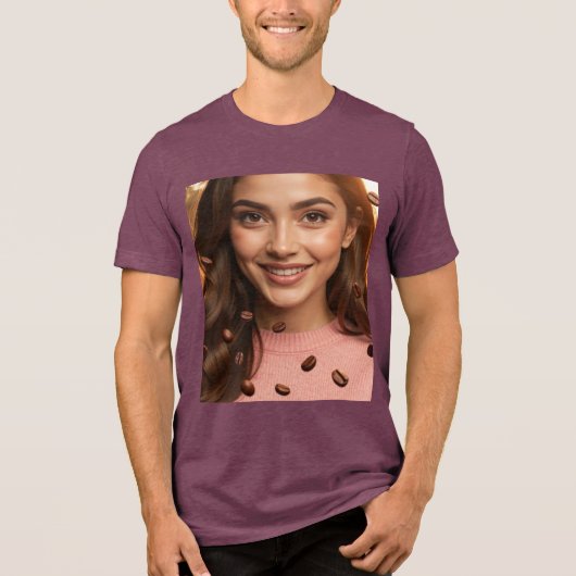 T-SHIRT  EN TRI-MATIÈRE COFFEE FUN - (Recto)