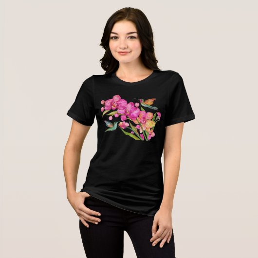 T-shirt En Tri-matière Colibri et orchidées (Recto plein)