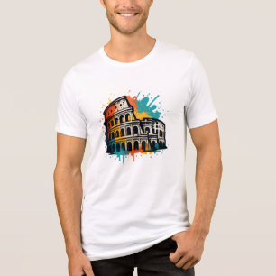 T-shirt En Tri-matière Colisée Street Art - Colorée Rome Landmark