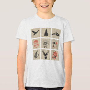 T-shirt En Tri-matière Collage des timbres de nature