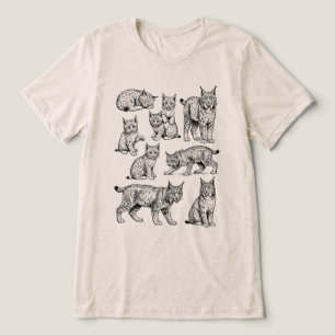 T-shirt En Tri-matière Collection de croquis de chat sauvage Bobcat Lynx