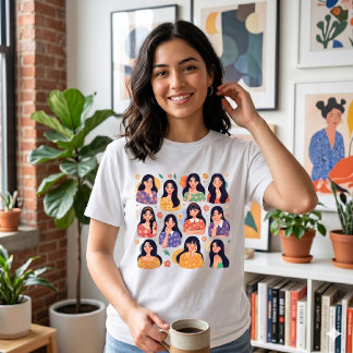 T-shirt En Tri-matière Colorful Folk Art Aesthetic Women Portraits