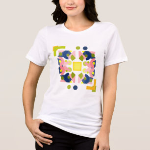 T-shirt En Tri-matière Conception abstraite à cadre géométrique Pastel av