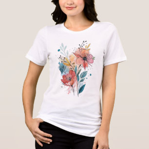 T-shirt En Tri-matière Conception aquarelle florale vibrante