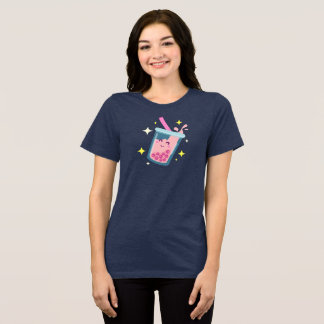 T-shirt En Tri-matière Conception de Bubble Tea Mignon et Joyeux