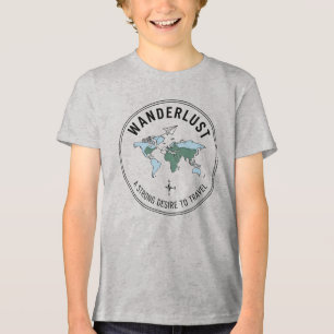T-shirt En Tri-matière Conception de carte du monde de Wanderlust Adventu