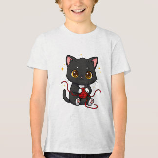 T-shirt En Tri-matière Conception de Chibi de Chat Noir Ludique