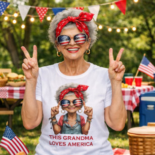 T-shirt En Tri-matière Conception de grand-mère patriotique audacieuse –