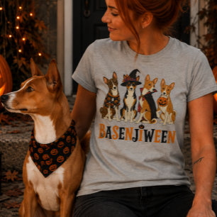 T-shirt En Tri-matière Conception de Halloween de Basenjis effrayants Bas