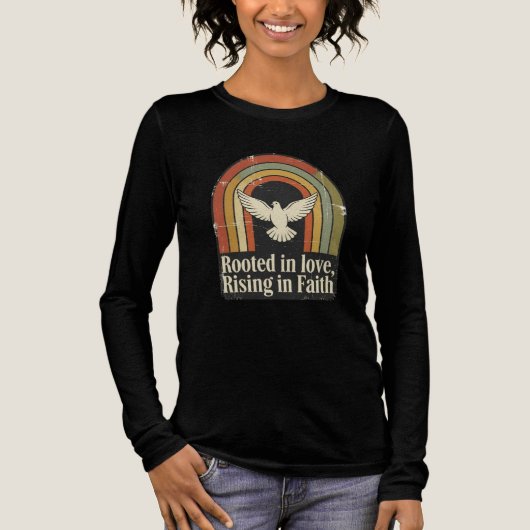 T-shirt En Tri-matière Conception de la foi rétro-enracinée (Recto)