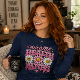T-shirt En Tri-matière Conception de la santé mentale avec des marguerite